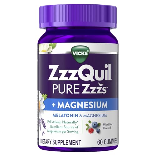 ZzzQuil Pure Zzzs + Magnesium, Sleep Aid, Magnesium Citrate and Melatonin Gummies, Melatonin 2mg, Sleep Aids for Adults, Mixed Berry Flavored, 60 Sleep Gummies - image 8