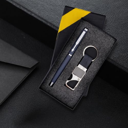 Image of Personalized Metal Ball Pen & Keychain Gift Combo 2 in 1 For Brother-Sister Special Occasion Corporate Gifting (Blue)