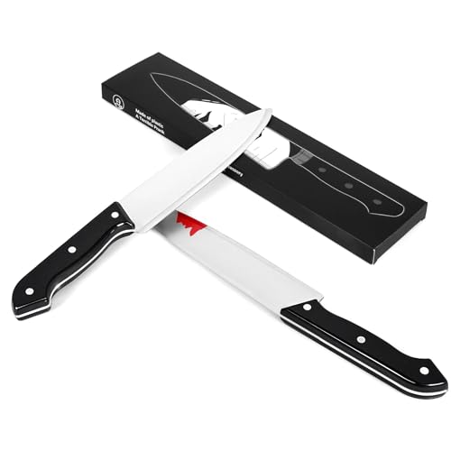 Xambop Classic Fake Knife Prop Halloween - Classic Knife Horror Movie Cosplay Costume Props for Halloween (Silver 2Pack)