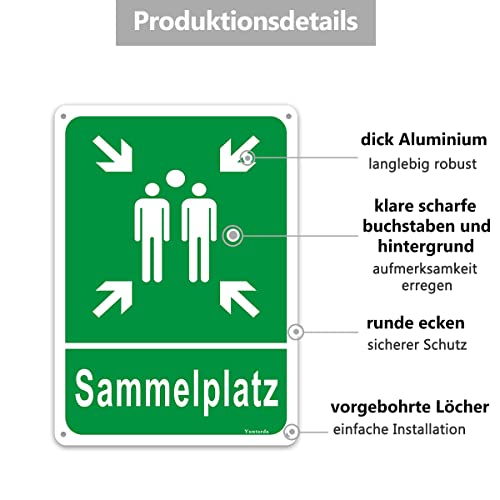 2 Stück Sammelplatz Schild, in alluminio, 20 x 30