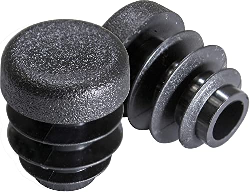 Image of Prescott Plastics 1 /2 inch (12.7mm) Outer Diameter Ribbed Plastic Hole Plugs, Round Black Metal Tubing End Caps, Strong Furniture Leg Inserts, Impact & Weather Resistant, Made in The USA - 4 Pack