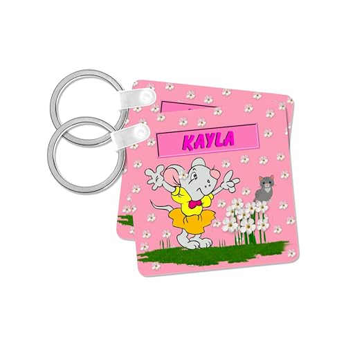 3dRose, Kayla - Decorative Name Specific Childrens Art, set of 2 Key Chains
