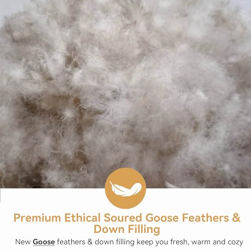 BedFabtasy Luxury 13.5 Tog King Heavyweight Goose Feathers Down Duvet｜100% Cotton Cover & Down Proof Fabric｜Hotel Quality King Quilt Comforter with 8 Corner Tabs｜Machine Washable