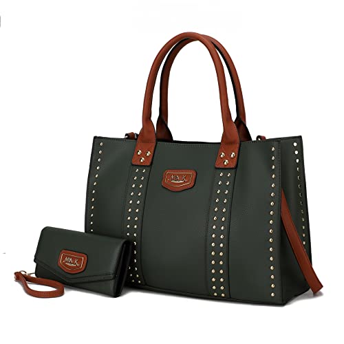 MKF Collection Bolsa feminina de couro vegano com alça superior cruzada e bolsa de mão da Mia k, Davina Olive, Large