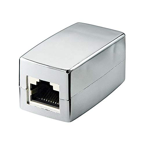 Preisvergleich Produktbild Goobay 68161 RJ45 Crossover Modularkupplung / Verbinder, CAT 5e, metallisiertes Gehäuse, 2x RJ45-Buchse (8P8C), silber