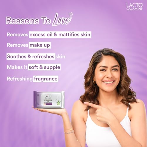 Image of Lacto Calamine Oil Control Face Wipes 30N each- Pack of 9 | Makeup Remover Wipes | Wet Tissue for Face With Neem, Aloe Vera & Niacinamide | Wet Wipes for Women & Men | Pararben & Alcohol Free