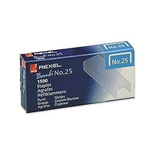 Rexel 5020 Nummer 25, Heftklammern 4 mm, 1500 Stück, silber Cover