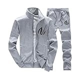 [ベンケ] ジャージ 上下 メンズ セットアップ スウェット 秋服 長袖 部屋着 スポーツウェア (グレー L)