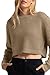 Jumppmile Cropped Sweater for Women Knit Crewneck Long Sleeve Crop Sweater Pullover for 2025 Fall Winter Fashion Outfits Khaki S