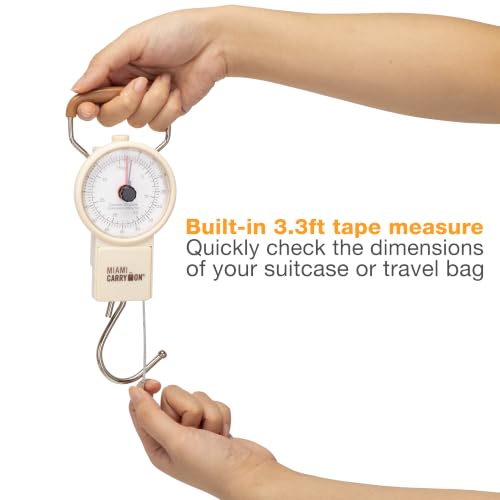 Image of Mechanical Luggage Scale with Tape Measure, 80 Lbs (Retro) - Lift Slowly