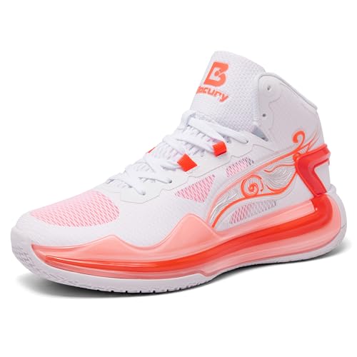 Bacury Women’s Basketball Shoes Breathable Non Slip Sneakers Lightweight Fashion Outdoor Sports Shoe Orange Size 8