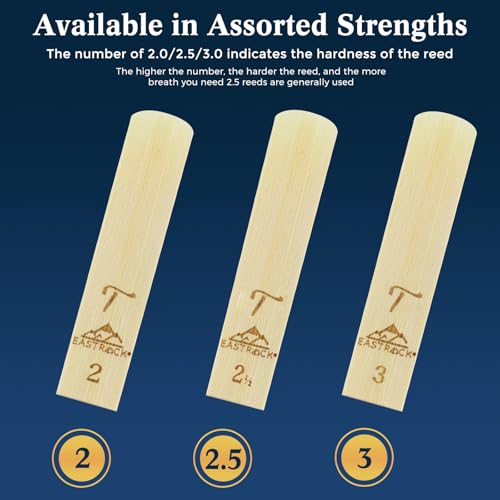 EASTROCK Traditional Alto Saxophone Reeds 2.0/2.5/3.0 Professional Alto Sax Reeds for Saxophone Beginner and Saxophonist Strength 2.0-10 Pack - Thumbnail 3