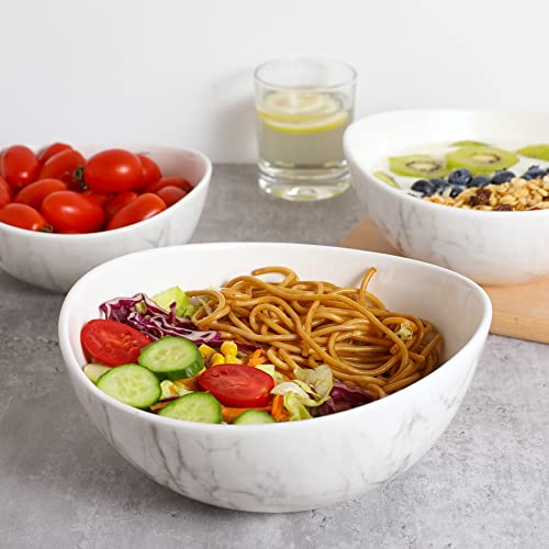 Sweese 104.499 Porcelain Bowls - 42 Ounce For Salad, Fruits And Popcorn - Set Of 4, Marble Pattern #TOP5