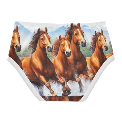 Cotton Toddler Girls Underwear Brown Horses Panties Little Girl Colorful Undies Kids Briefs 2t2