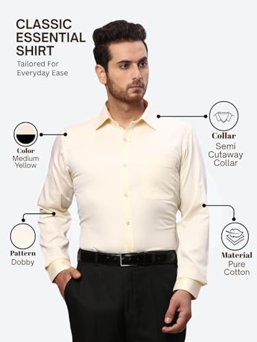 Image of Raymond Men Slim Fit Dobby Pattern Pure Cotton Semicutaway Collar Full Sleeve Formal Shirt