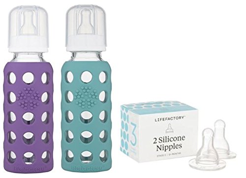 Why Should You Buy Lifefactory Glass Baby Bottle 2 Pack 9oz and 2-3 Stage Nipple for 6+ Months (Grap...