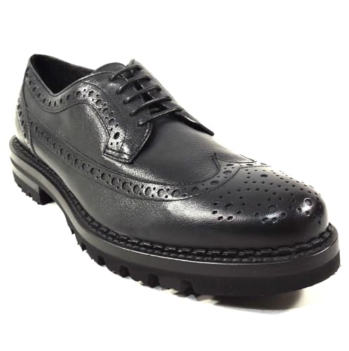 Men's Black Leather Comfort Winter Oxford Shoes, Size 43 EU