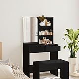 LAPOOH Tocador con Espejo Negro 74,5x40x141 cm, Tocador De Maquillaje, Mesa De Maquillaje, Tocadores De Dormitorio, Vanity Table, Tocador Moderno, Mesa Tocador