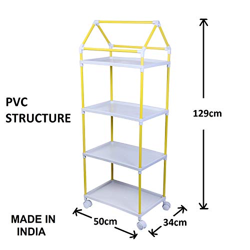 Image of Little One's | 4 Plastic Shelves Baby Foldable Wardrobe (Made in India), Unbreakable Material, (Plastic Structure)| Aquatic Red | HP4 /FR