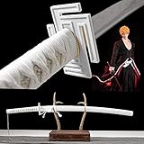 Kurosaki Ichigo Cosplay Japanese Samurai Sword White Katana Sharp 1060 Carbon Steel Blade Full Tang Real Weapon