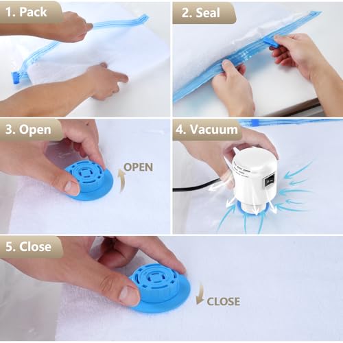 Image of Electric Vacuum Pump for Travel & Home, Fits Various Vacuum Storage Bags, Efficient for Compressing Clothes, Blankets & Luggage, Lightweight & Portable, White (Storage Bags Not Included)