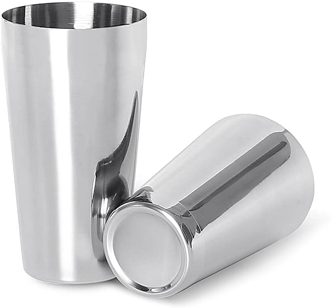 2 Piece Stainless Steel Boston Shaker Jars, Cocktail Shaker, Made of Stainless Steel for Easy Cleaning, Basic Bar Tools for Bartending, Perfect for Professional Bartenders and Home Cocktail Lovers