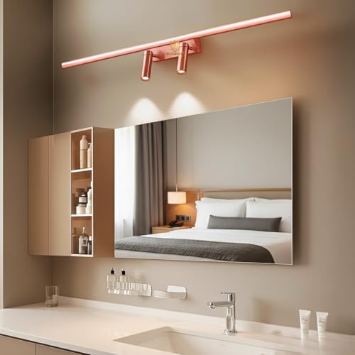 Image of Glowave Modern Metal Rose Gold 2 Spot Light with Adjustabe Head Mirror Vanity Bathroom Picture Light - Tricolour (Warm White, White, Natural White) (268 /RGD)
