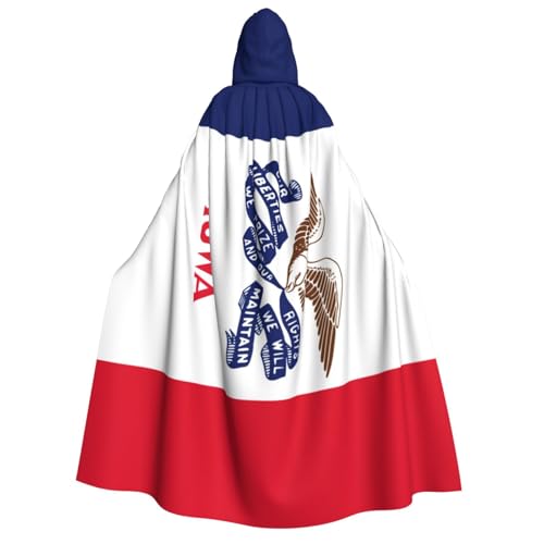 Cape drapeau Iowa 190cm avec capuche grand confort pour bal