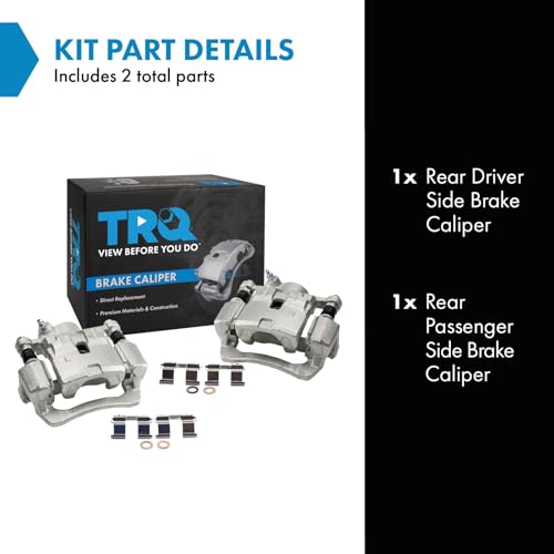 Image of TRQ Rear Driver and Passenger Side Brake Caliper Set 2 Piece Caliper Brackets Hardware for 09-13 Subaru Forester 08-11 Impreza 2.5i 08-11 Impreza Outback Sport 08-14 WRX 15-19 WRX