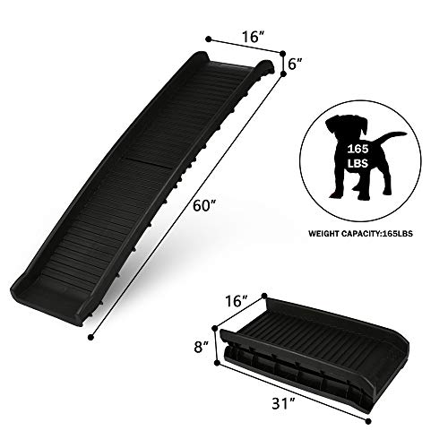 Lonabr 60 Inches Dog Ramp Portable Folding Pet Ramp Non-Slip Heavy Duty Car Ramp For Cars, Trucks, Suv, Doorstep Or Bed Supports Up To 165Lbs With Wide Steps (Basic Sets) #TOP1