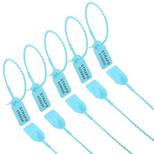 Plastic Security Tamper Pfoof Seals,Self Locking Zip Ties Pull Tags Numbered 9.84 inch Length for Logistics Fire Extinguishers