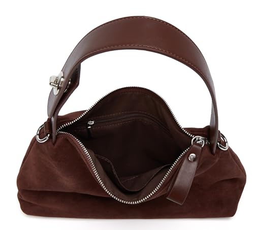 Image of Suede Shoulder Bags For Women Crossbody Bag Suede Tote Bag Satchels Slouchy Work Purses Crescent Handbag Fall Top Handle