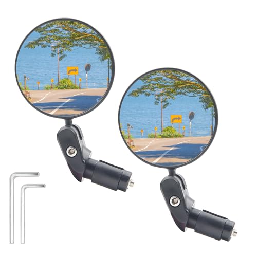 2 Stück Fahrradspiegel Klein - Fahrradspiegel HD 360° Verstellbar und 180 ° Faltbar - Rückspiegel Fahrrad für Rund Lenkerende 17-22 mm Universal für E-bike Links, Mountainbike, Rennrad, Scooter