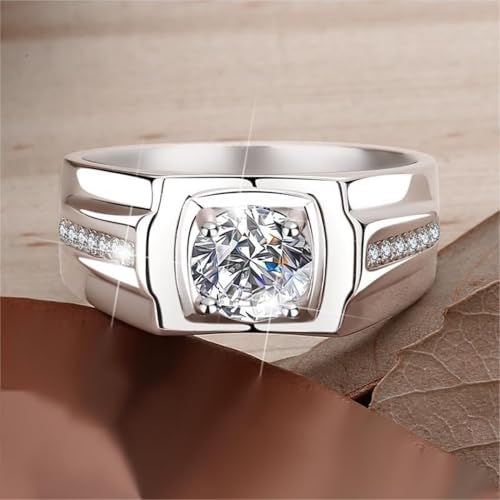 14K Gold over S925 Silver 1ct Diamond Wedding Rings for Men,Iced Out Wedding Band (D-color,VVS1 Clarity),Ideal Wedding Gift for the Stylish Dad4