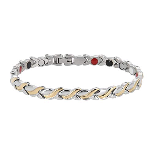 Preisvergleich Produktbild Betued Glattes Oberflächen-Titanstahl-magnetisches Armband, Frauen-Mädchen-Gesundheitswesen-Kett... verbessern Schlaf Auality und erhöhen Sauerstoff