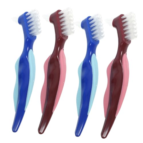 Mikinona 4pièces Brosse à Dents Pour Prothèse Dentaire Double Face Lot De Brosses Pour Nettoyage Et Soins Des Appareils Dentaires