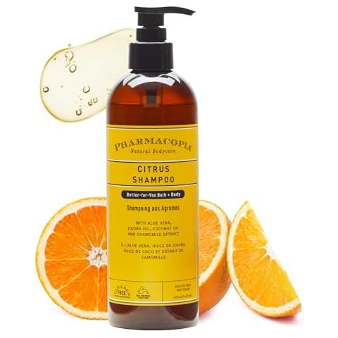 Pharmacopia Citrus Shampoo - Natural Hair Care with Plant Based & Organic Ingredients Aloe Vera, Jojoba Oil, Coconut Oil, and Chamomile Extract - Vegan, Cruelty Free, No Parabens or Sulfates, 16 oz Cover