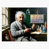 Albert Einstein Meme: I did not say Half The Crap You See on The Internet Comedic satirical Funny Einstein Quote Science Portrait Painting Bumper Sticker Window Water Bottle Decal 5'