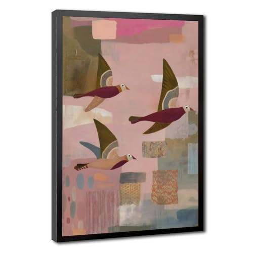 Oiseau abstrait sur toile 50x75 cm décoration murale colorée pour salon et chambre