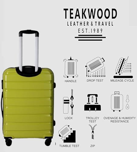 Image of TEAKWOOD Leathers 65 CM 8 Wheels Trolley Bag, Hard Cabin Trolley Small, 65 CM Trolley Bag for Travel, Lock System 360 Degree 8 Rotating Wheel (65 CM, Lime Green)