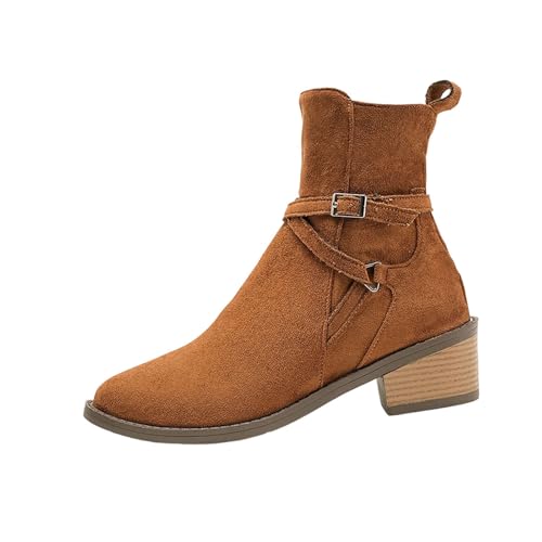 Bottines d'hiver bout pointu et bottines talon bas épais femme