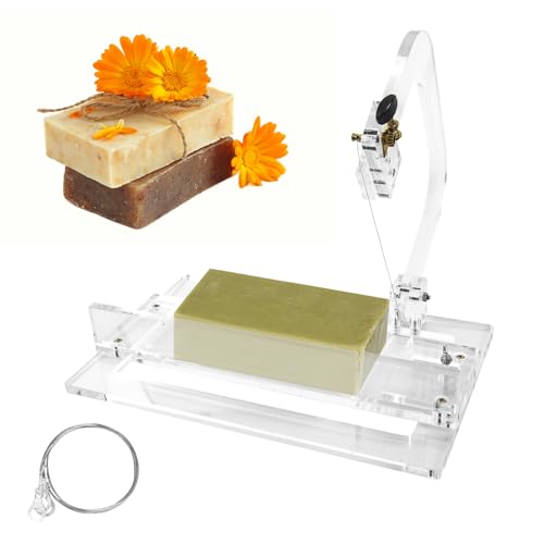 Soap Cutter Adjustable Acrylic Soap Cutters for Soap Making, DIY Handmade Loaf Slicer Cutting Tool for Cheese, Butter, Cake, Candle, Chocolate, Bread with Scale for Home Craft Use