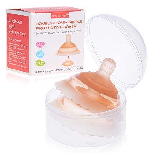 Image of SANFE ELEPHANT Nipple Shields for Nursing Newborn,Double Layer Breast Shield,for Latch Difficulties or Flat or Inverted Nipples,2 Pack