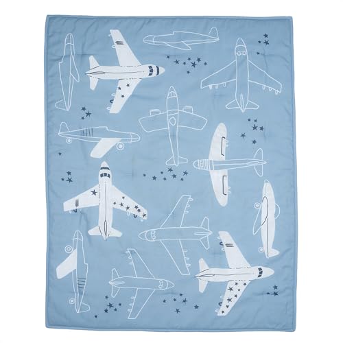 Image of Bedtime Originals Little Aviator 3-Piece Airplane Nursery Baby Crib Bedding Set, Blue