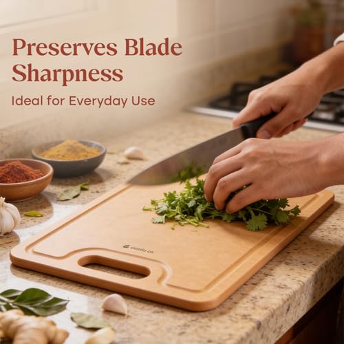 Image of CUMIN CO. Chopping Board | 32.5x44 cm | Bacteria Resistant Cutting Board for Kitchen | Odour-Free | FDA Compliant | Knife-Friendly | Compressed Cellulose