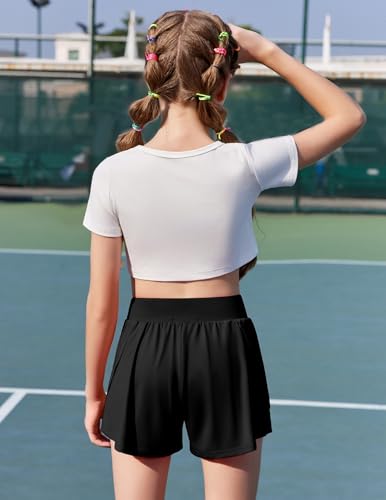 Zaclotre Girls Athletic Shorts with Pockets Crossover Triple Layered 2 in 1 Kids Sport Cheer Workout Running Shorts2