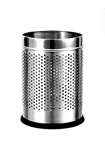 Image of PackPro Stainless Steel 10 Litre Open Perforated Dustbin Without Lid | Garbage Bin For Home, Bedroom, Rooms, Office, Kitchen, Washroom, Bathroom Medium - 8 inch x 12 inch