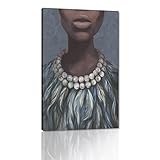 American African Woman Wall Art Black Art Wall Decor African Art Sexy Decor Abstract Black Girl Picture Woman With Pearl Necklace Posters African Art Wall Decor Ready to Hang-28'Wx44'H