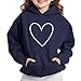 Heart Graphic Hoodie for Girls Boys Tween Kids Cute Oversized Sweatshirt Fashion Long Sleeve Comfy Pullover Tops Navy