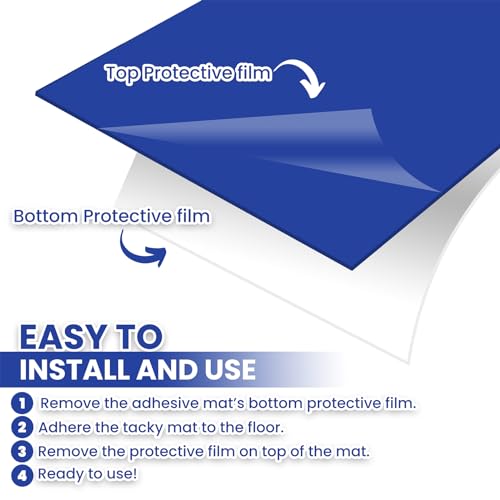 Image of CALPALMY 300 Sheets 24 inch x 36 inch Adhesive Mats - Sticky Mat for Laboratories, Homes, Construction Sites, and More - Remove Dust and Dirt from Shoes and Equipment Wheels -Blue